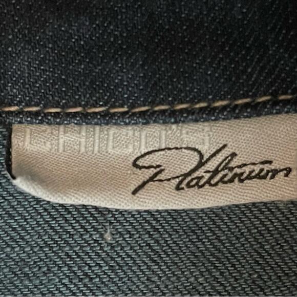 Chico’s Blue Boho Hippie Festival Paneled Jean Jacket NWOT Size 12 - Picture 8 of 12